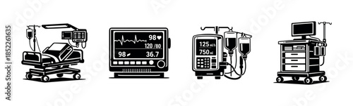 Medical equipment vector illustration, hospital tools, flat vector graphic style