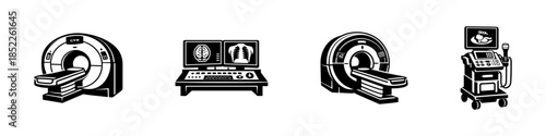 Medical imaging devices, ct and mri machines, flat vector illustration