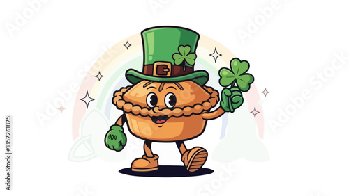 St. Patrick's Day Shepherd's Pie Vector Illustration with Lucky Charms