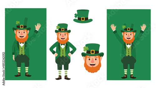 St. Patrick's Day Leprechaun Vector Illustration Set