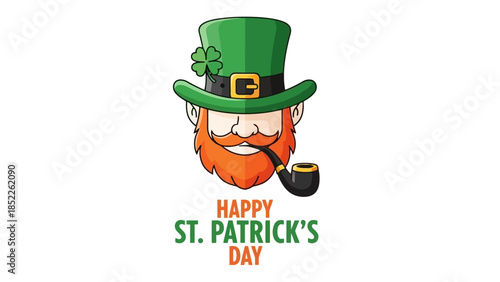 St. Patrick's Day Leprechaun Vector Illustration with Hat and Pipe