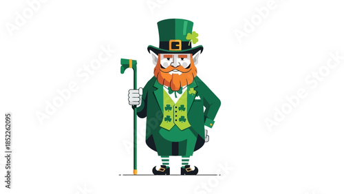 Leprechaun with Pot of Gold Vector Illustration for St. Patrick's Day