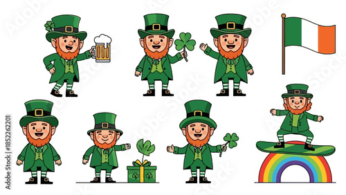 St. Patrick's Day Leprechaun Cartoon Illustrations