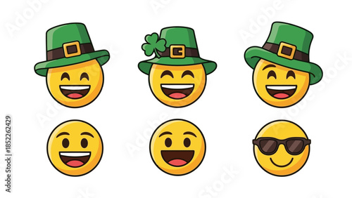 St. Patrick's Day Emoji Vector Pack with Celebratory Faces
