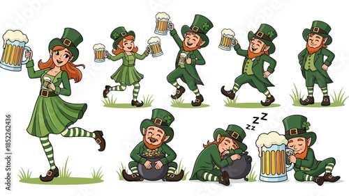 Lively Leprechauns Celebrating St. Patrick's Day with Beer