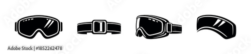 Ski goggles vector illustration, snowboarding eyewear, flat vector style