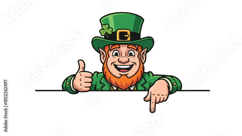 Cheerful Leprechaun with Thumbs Up Vector Illustration