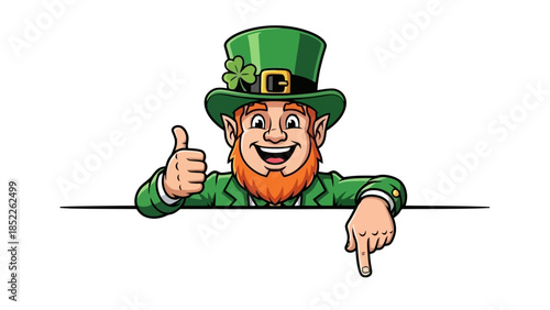 Cheerful Leprechaun with Thumbs Up Vector Illustration