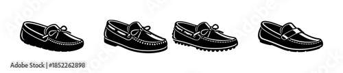 Loafers and moccasins, shoe designs, flat vector illustration