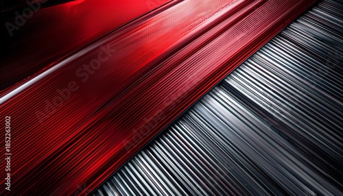 Dark Red And Silver Metallic Shiny Stripes Abstract Background