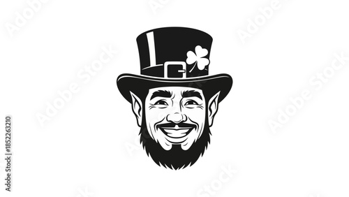 Friendly Leprechaun with Top Hat and Shamrock Vector Illustration