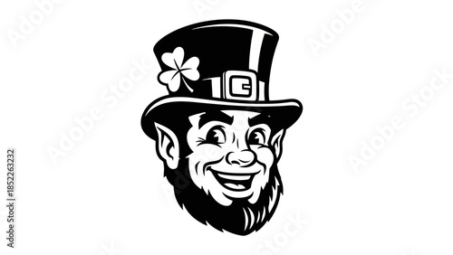 Festive Leprechaun Cartoon Illustration with Top Hat and Shamrock