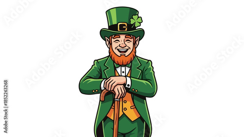 Cheerful Leprechaun with Shamrock Hat Celebrating St. Patrick's Day