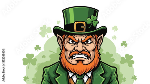 Angry Leprechaun Vector Illustration for St. Patrick's Day Celebration