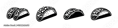 Taco food collection, mexican, meal, snack, flat vector illustration