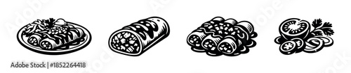 Mexican cuisine vector illustration, burritos and tacos, flat vector style