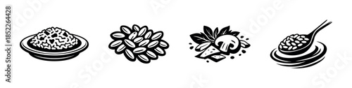 Rice grains vector illustration. Rice flat vector style