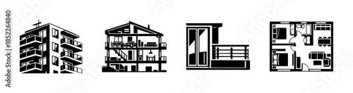 Modern home vector illustration, flat vector style with architecture and building layouts