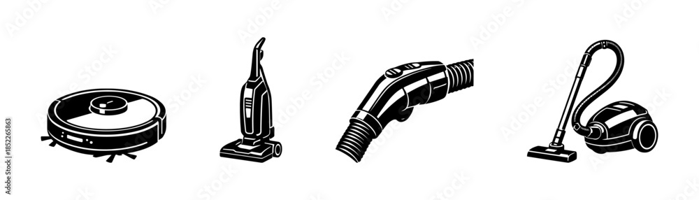 Naklejka premium Vacuum cleaner collection, flat vector illustration, appliances, household tools