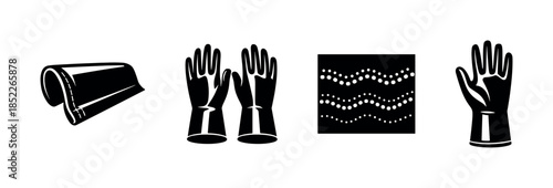 Protective gloves, rubber and latex, flat vector illustration for safety gear