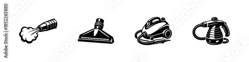 Steam cleaner equipment vector illustration, flat vector style, home cleaning tools