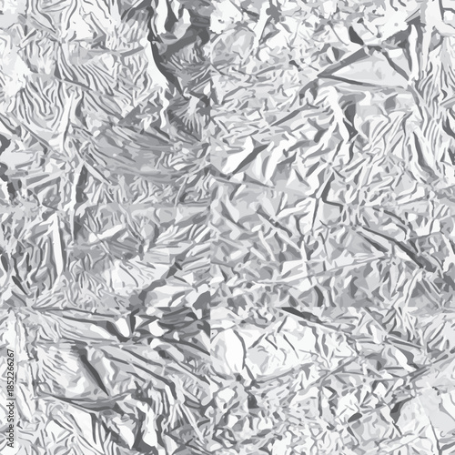 Full Seamless metallic foil pattern. Crumpled abstract shapes print background with silver shine texture. Luxury surface for fashion fabric, wallpaper, packaging and branding.