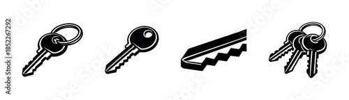 Key set collection, locksmith tools, flat vector illustration of essential security icons