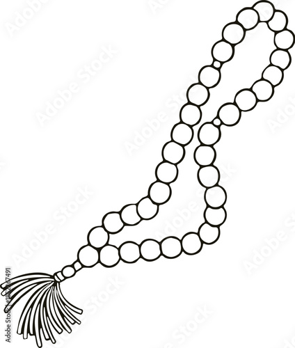 Hand drawn vector illustration of Islamic prayer beads tasbih for Ramadan. known as Tasbih or Misbah. Ideal for Ramadan Kareem,Eid Al-Fitr, Eid Al-Adha greeting cards, as well as religious educational