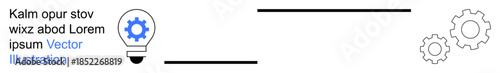 Innovation, creativity, technology, problem-solving, workflow, industrial processes. ion of a light bulb with a gear inside and additional cogwheels. Innovation and technology concept