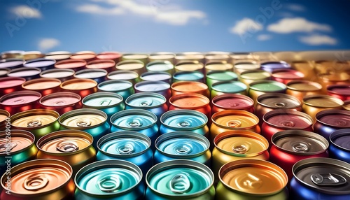 A Group Of Colorful Cans
