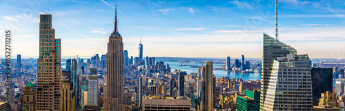 Photography New York City skyline with Empire State Building on clear daytime view