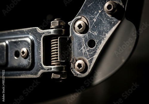 Wallpaper Mural Macro Shot of a Weathered Hinge with Bolt and Spring Assembly Close Up Torontodigital.ca