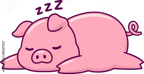 Cute cartoon sleeping pig vector illustration. Mal de puerco (Spanish for "pig's curse").