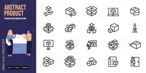 abstract product thin outline icon set vector design good for web and mobile app