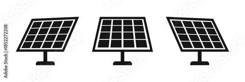 solar panel icon, renewable energy symbol vector illustration