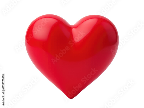 A single red heart-shaped object sits on a clean white background, ready for use in various contexts