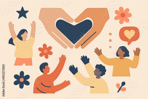 Embracing Community Passionate Hearts Expressing Support Celebrating Togetherness Through Illustrative Collaboration and Shared Values captured with clarity