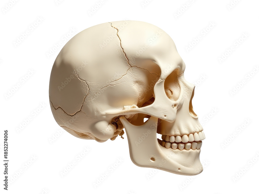 Fototapeta premium A model of a human skull on a white background