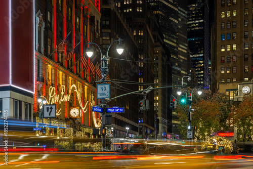 Macy’s Herald Square at Night During Christmas Season