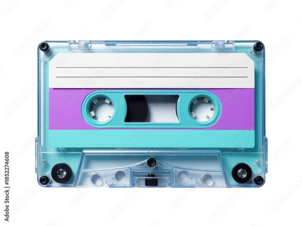 Fototapeta premium A detailed view of a cassette tape on a clean white surface