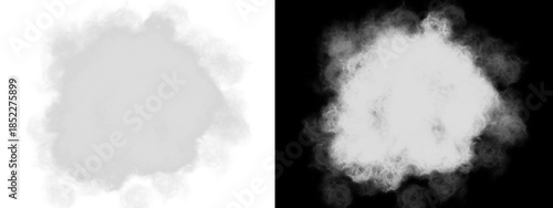 White Smoke Explosion Cloud and Powder Blast Isolated on Transparent Background