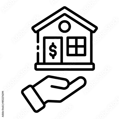 mortgage icon. house financing. shows real estate value