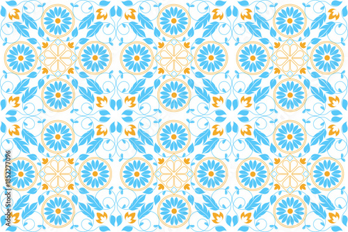 Seamless patchwork pattern. Vintage motif background. Used for ceramic tile, wallpaper, linoleum, textile, web page background.