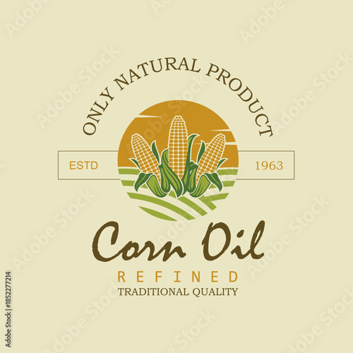 label on bottle for refined cooking corn oil