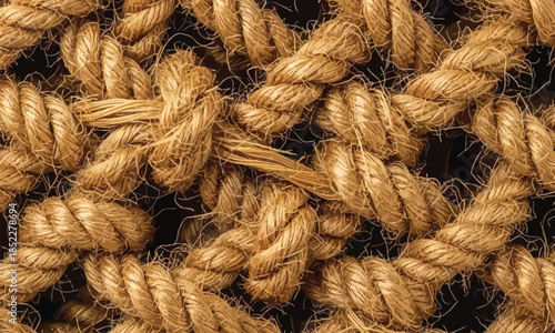 Natural Jute Rope Knot Texture Close Up