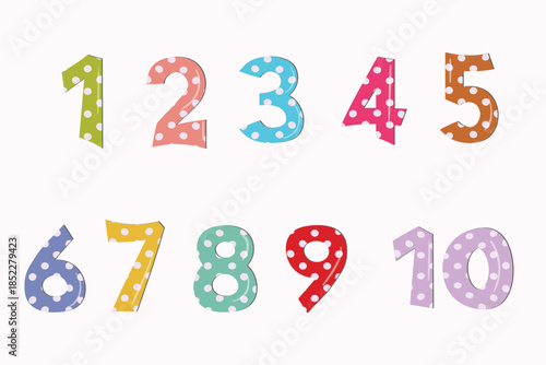 Set of colorful numbers. Vector illustration. Template elements for greeting card, web design. Mathematics educational children game.