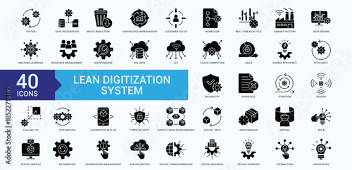 Lean Digitization Icon Pack Illustration Vector Glyph Style