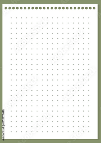 Graph paper. Printable dotted grid paper on white background. Geometric abstract dotted transparent illustration with dots for school, notebook, diary, notes, print. Realistic paper blank size A4.