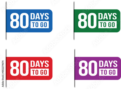 80 Days To Go Countdown Label Vector Set Design