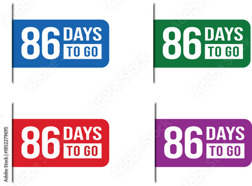 86 Days To Go Countdown Label Vector Set Design